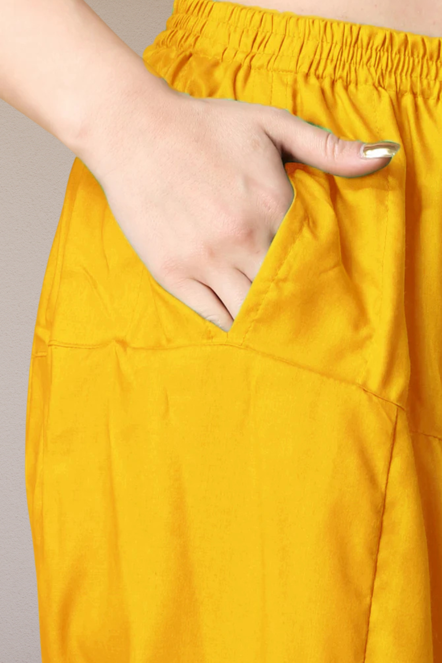 Yellow Pleated Rayon Salwar