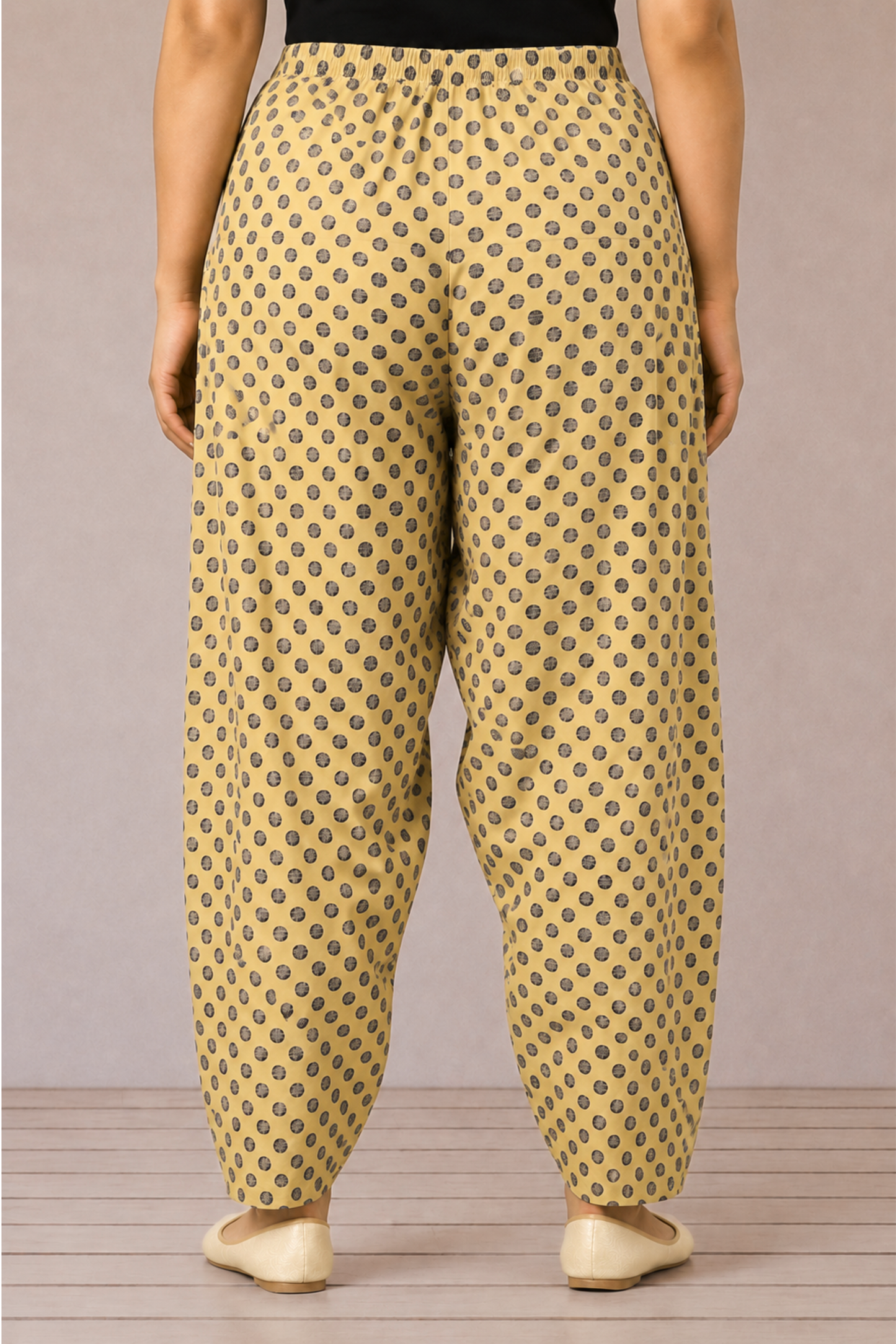 Yellow Polka Cotton Printed Salwar