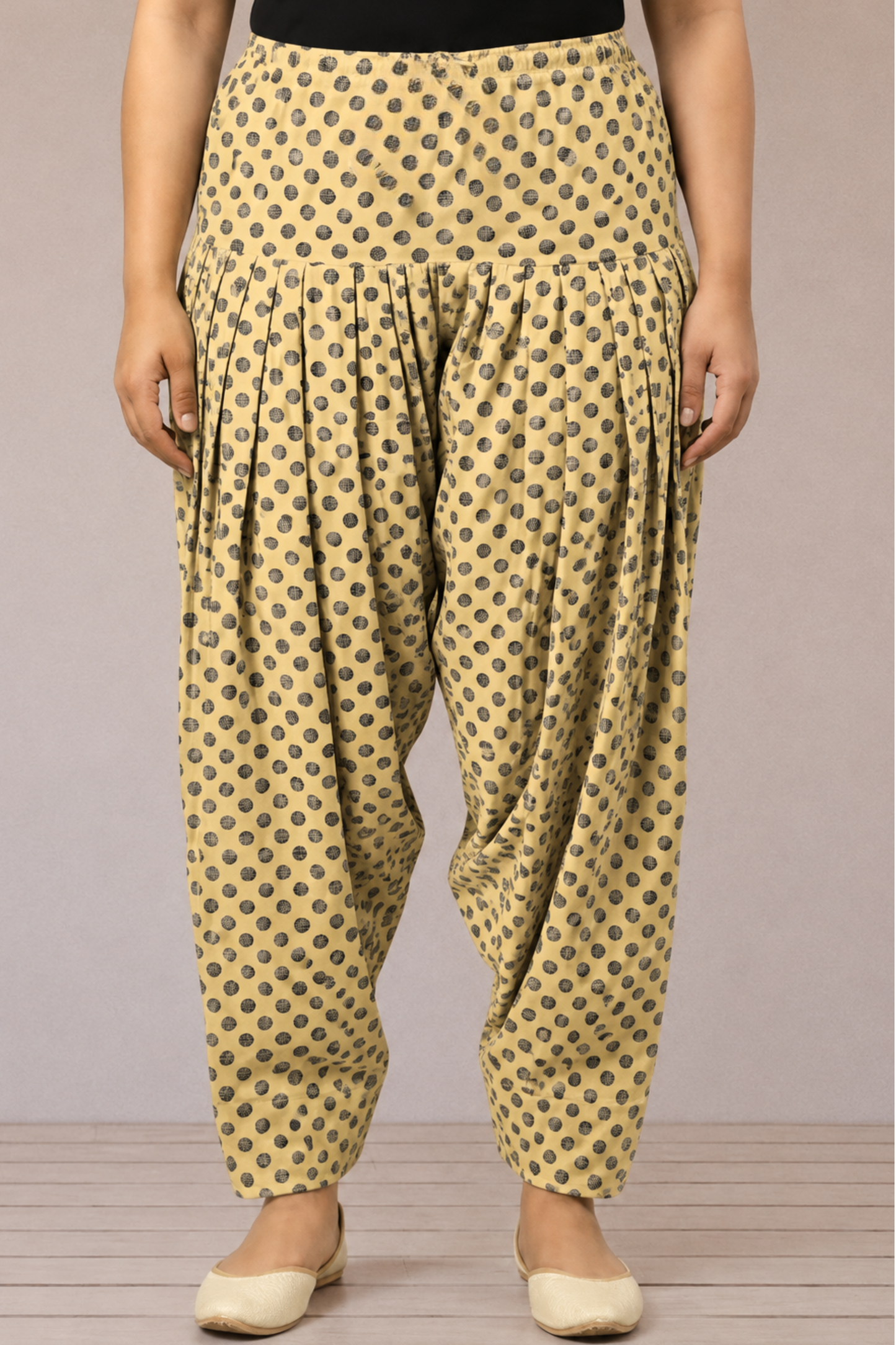 Yellow Polka Cotton Printed Salwar