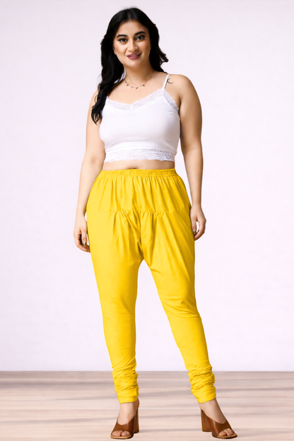 Yellow Rayon Churidar Pants