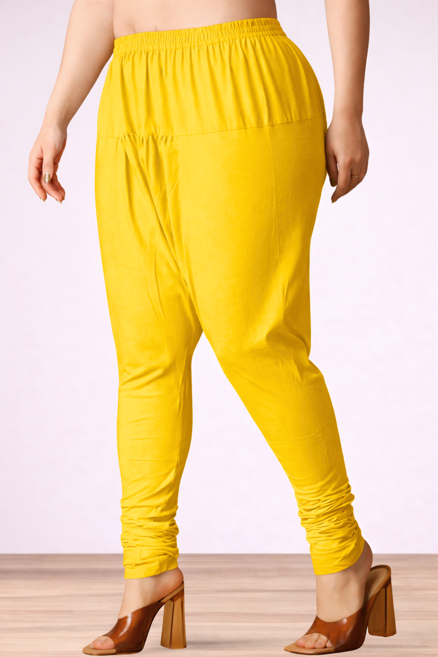 Yellow Rayon Churidar Pants
