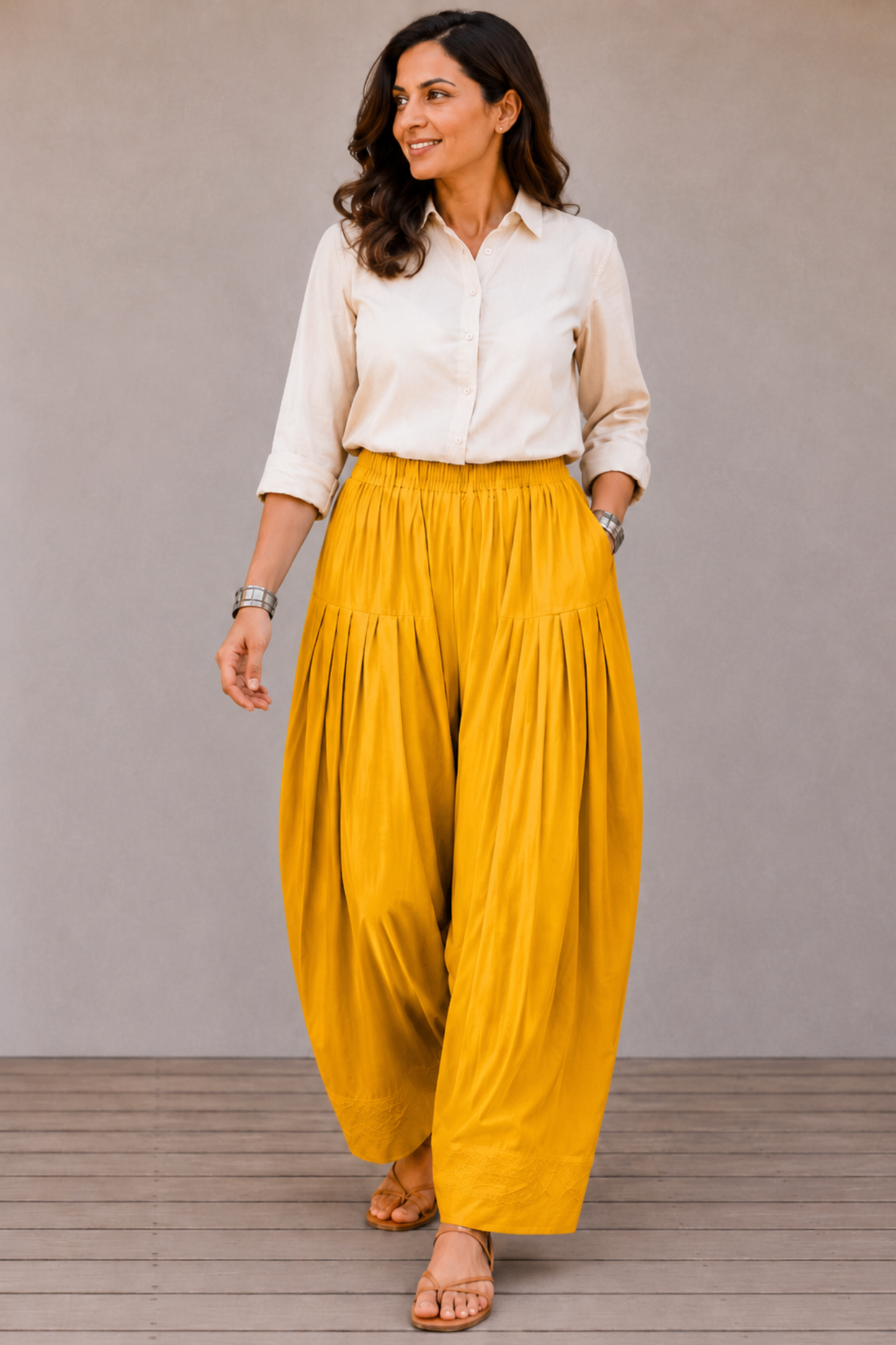 Yellow Rayon Farshi Salwar
