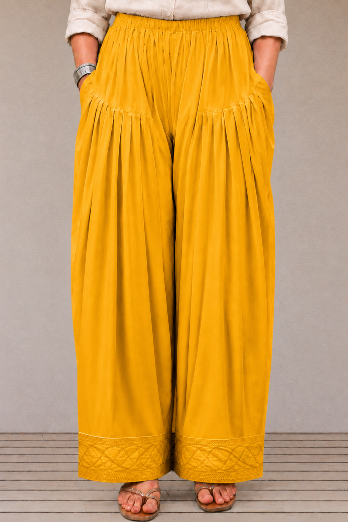 Yellow Rayon Farshi Salwar