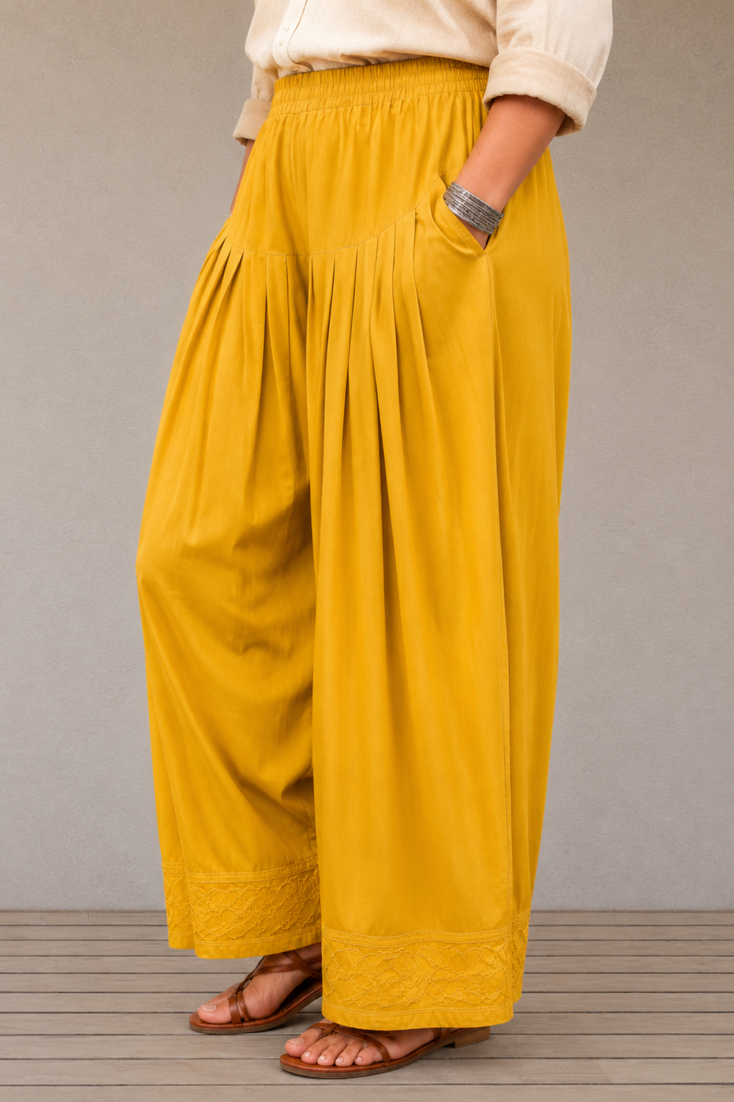 Yellow Rayon Farshi Salwar
