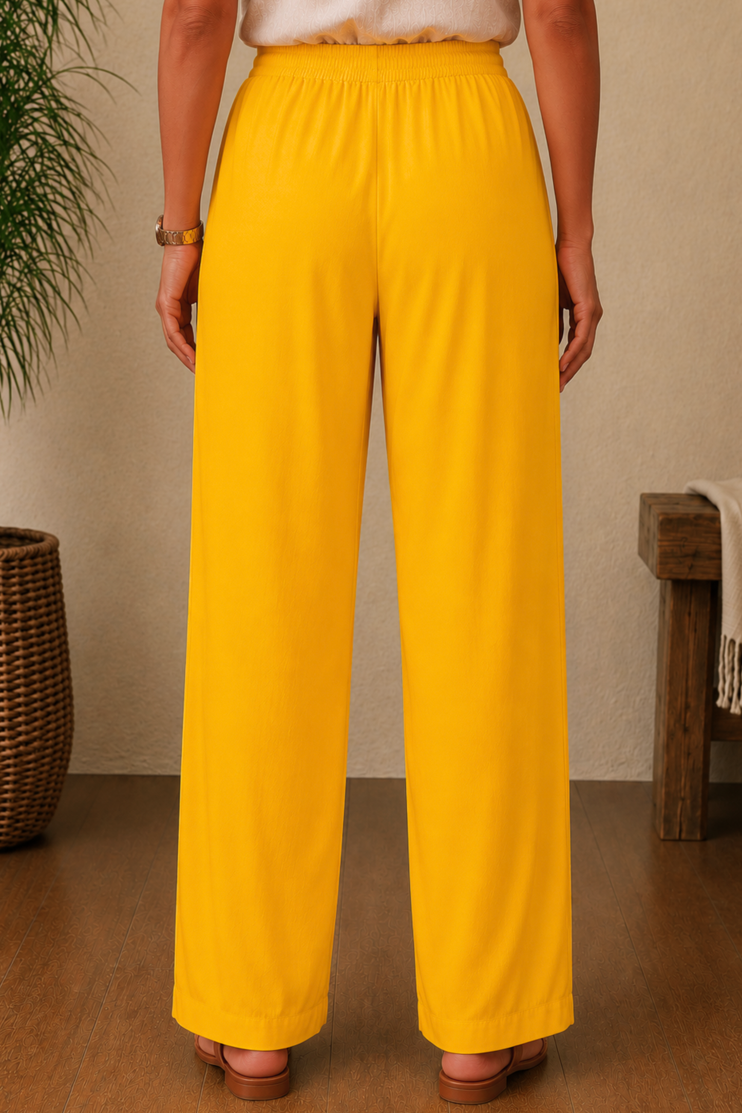 Yellow Rayon Kurti Pant