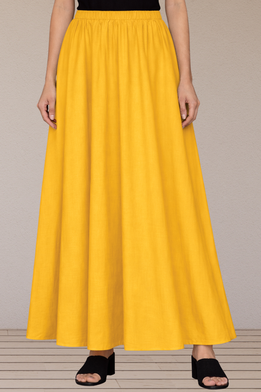Yellow Rayon Long Skirt