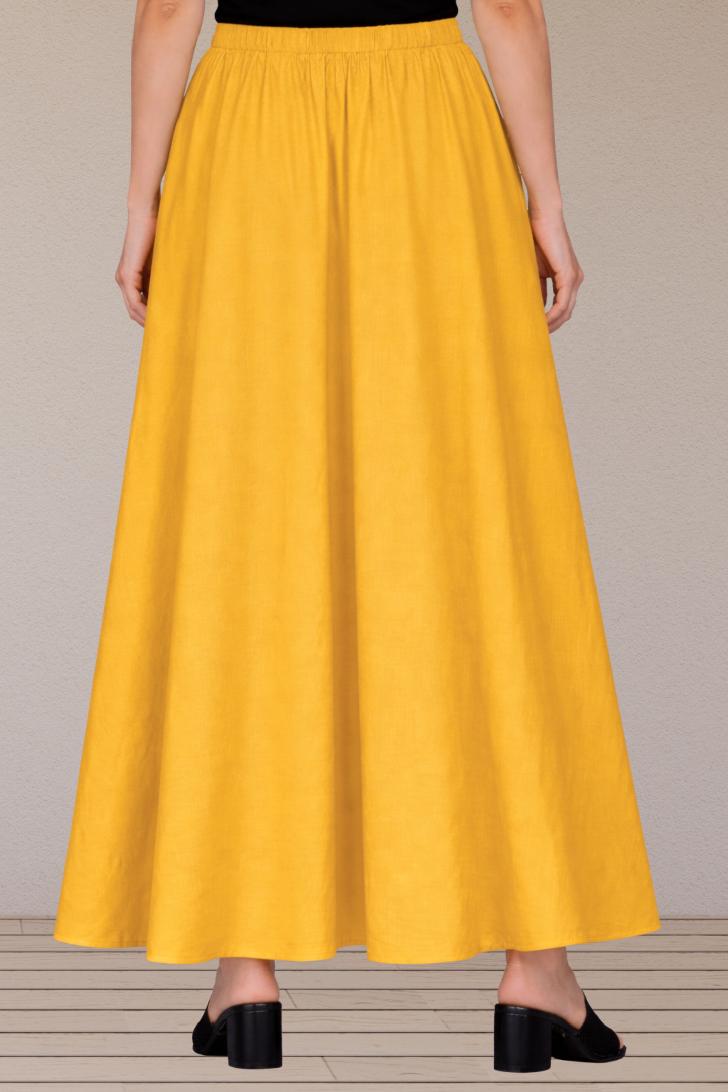 Yellow Rayon Long Skirt