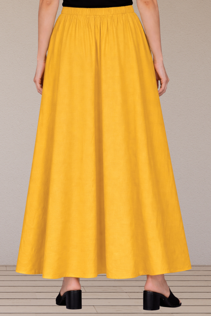 Yellow Rayon Long Skirt