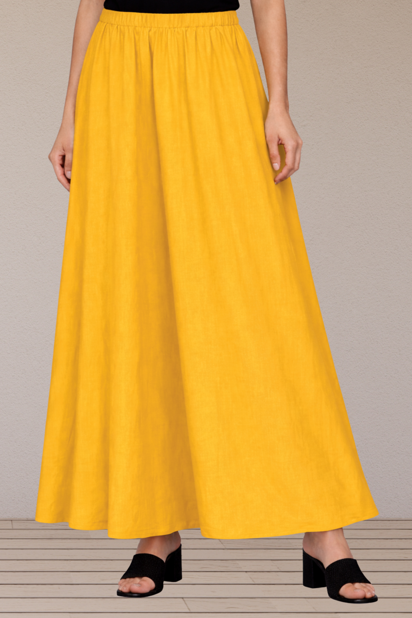 Yellow Rayon Long Skirt