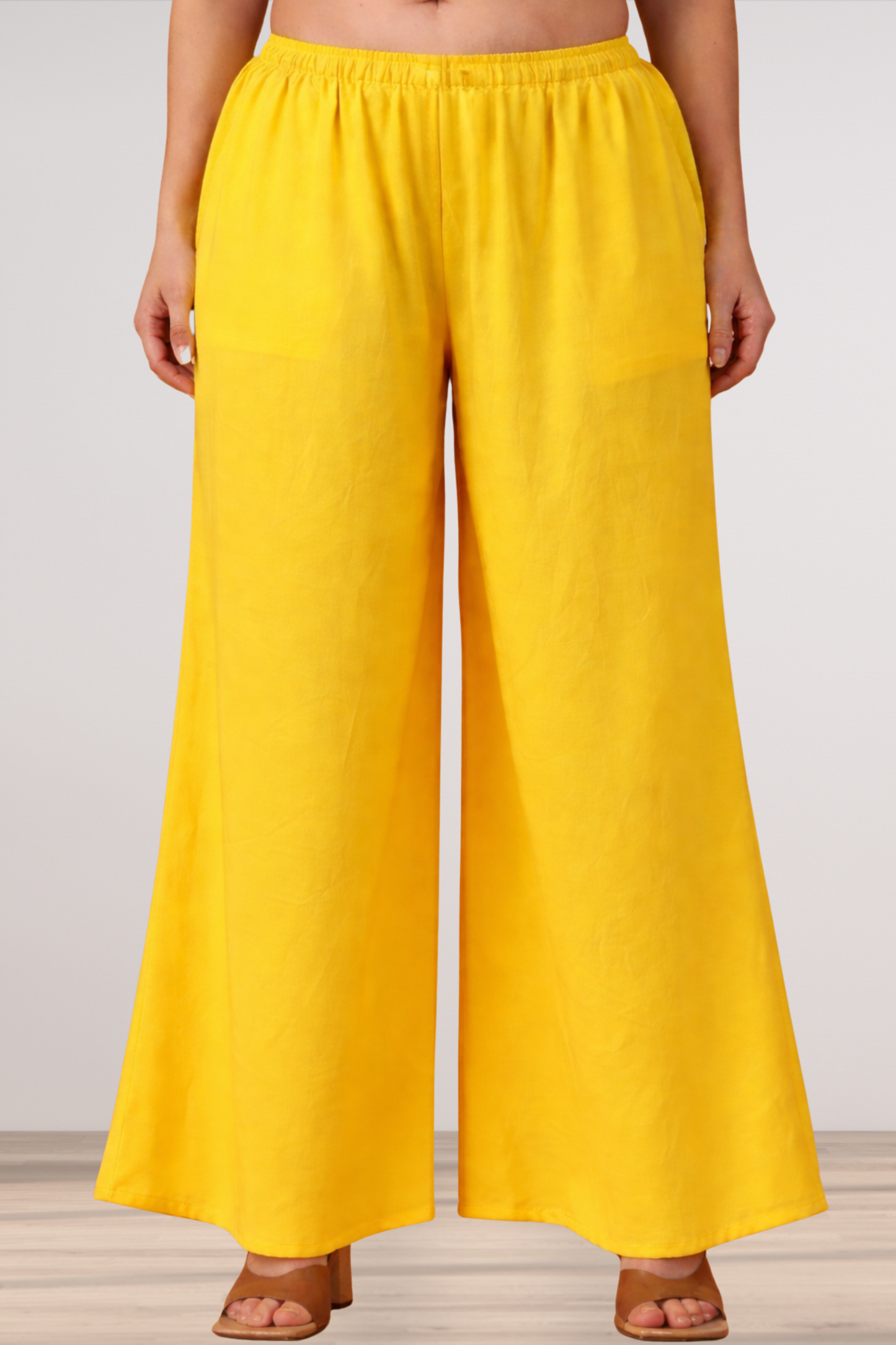Yellow Rayon Loose Palazzo