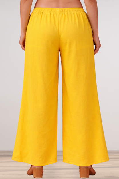 Yellow Rayon Loose Palazzo
