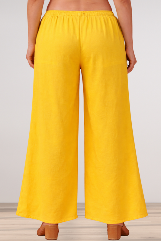 Yellow Rayon Loose Palazzo