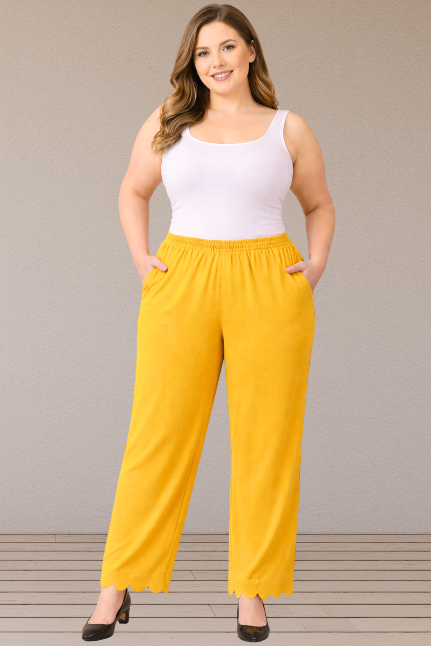 Yellow Scallop Cut Palazzo