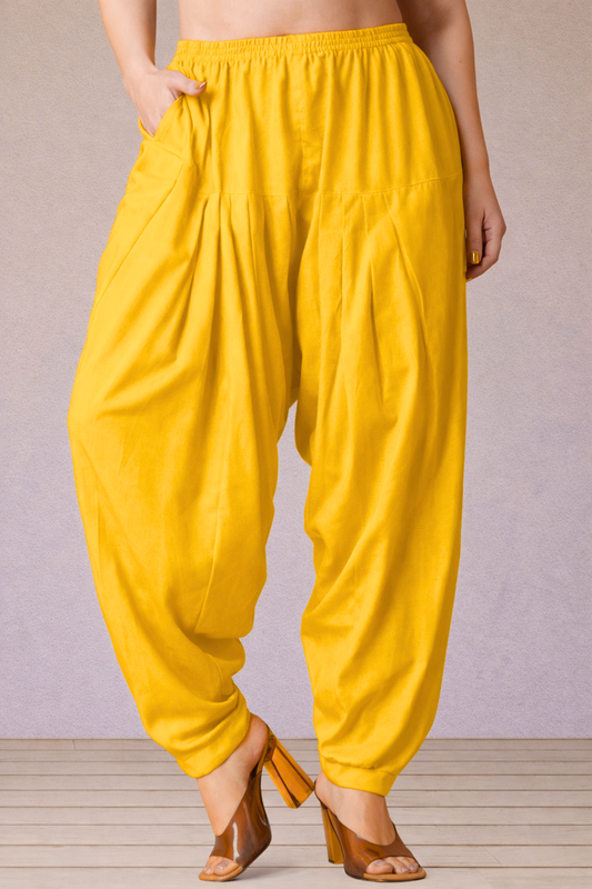 Yellow Straight Rayon Salwar Pants