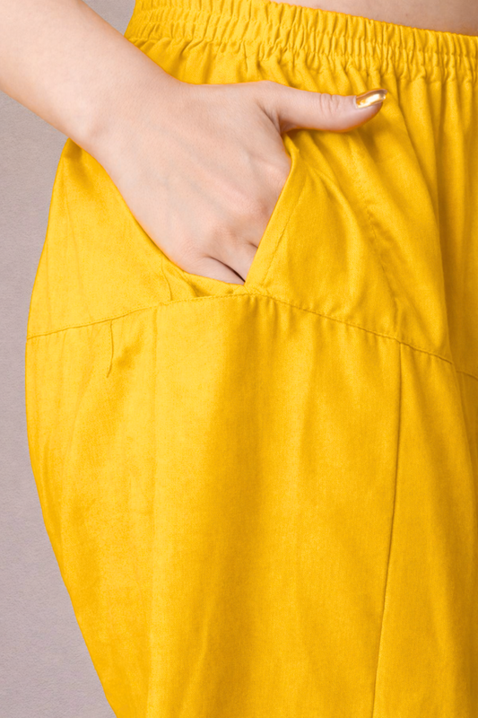 Yellow Straight Rayon Salwar Pants