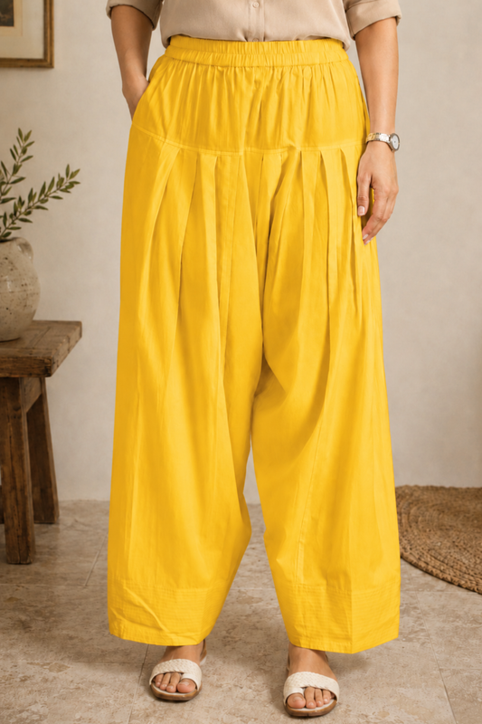 Yellow Cotton Farshi Salwar