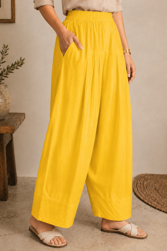 Yellow Cotton Farshi Salwar