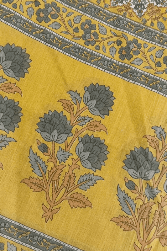 Yellowish Floral Cotton Dupatta