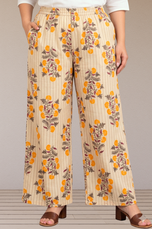 Zard Gul Stripe Palazzo Pant