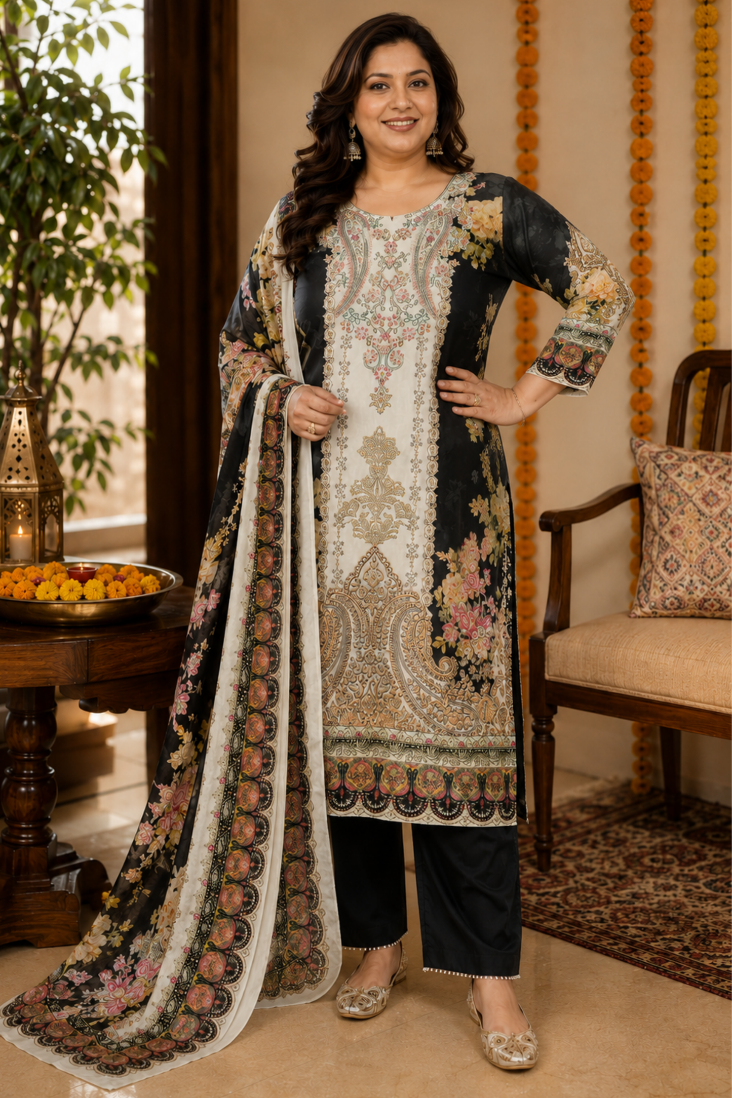 Zareen Karachi Muslin Suit with Aari Work