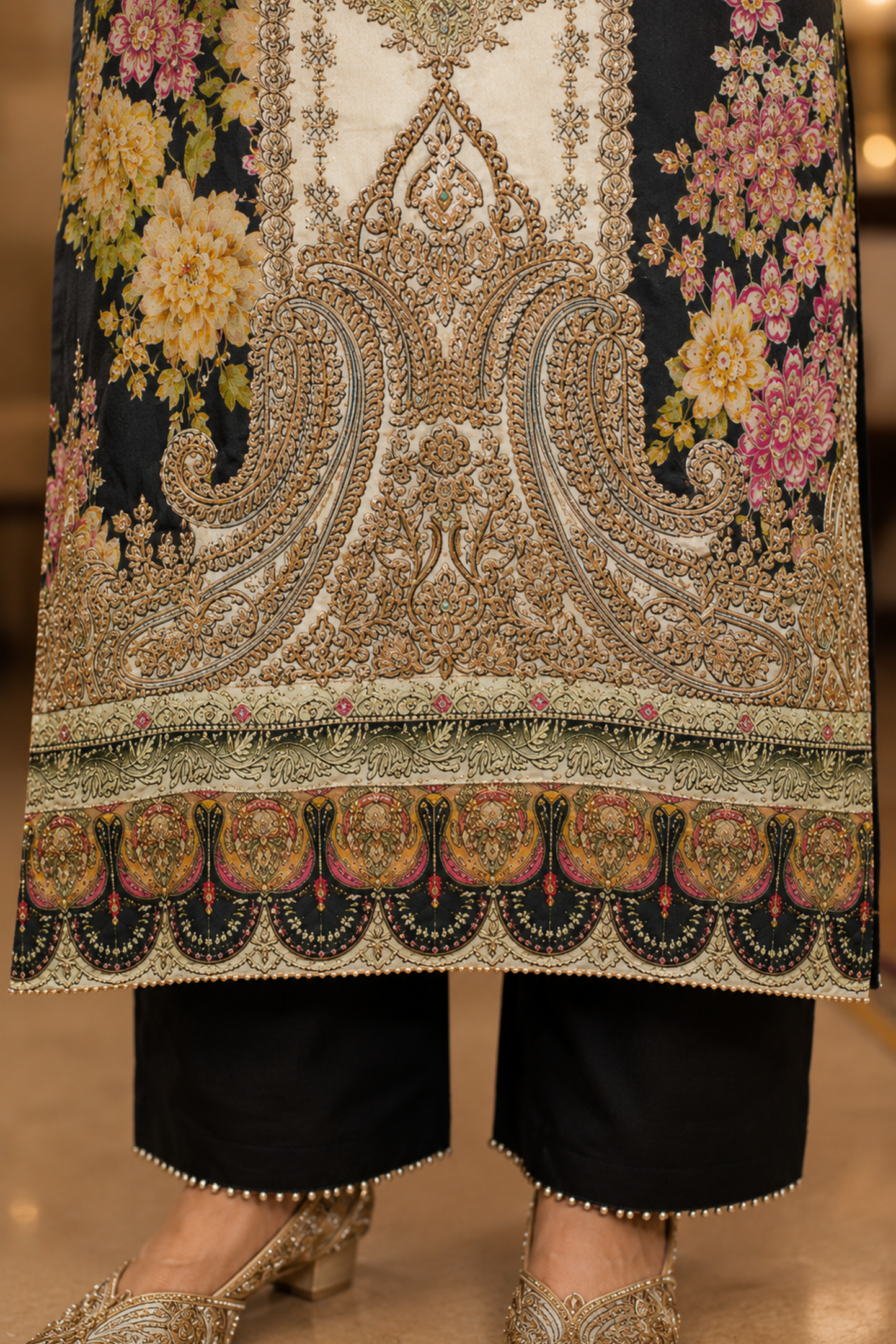 Zareen Karachi Muslin Suit with Aari Work