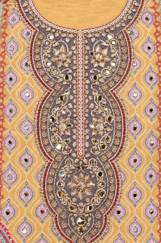 Naziya Karachi Muslin Suit With Mirror Work