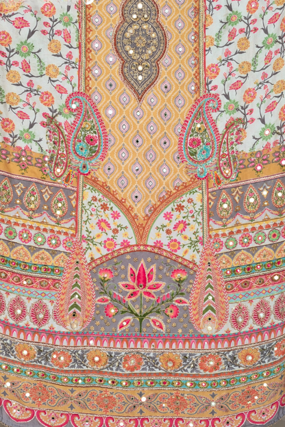Naziya Karachi Muslin Suit With Mirror Work