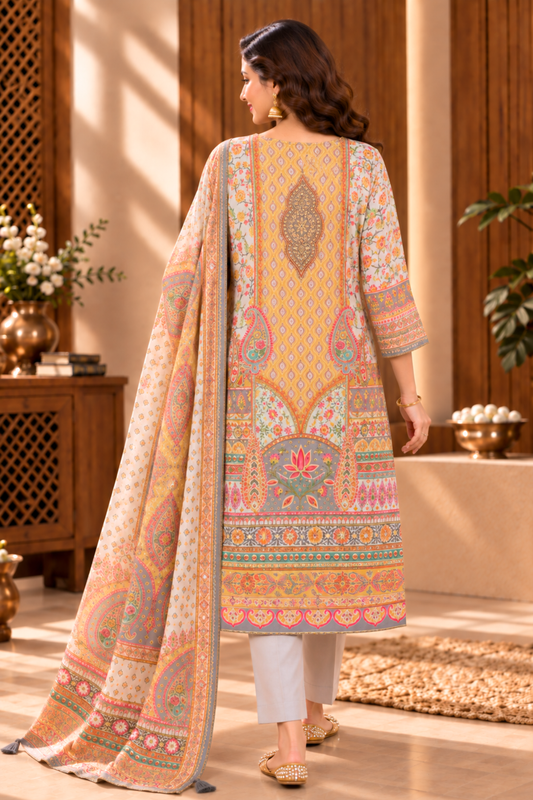 Naziya Karachi Muslin Suit With Mirror Work