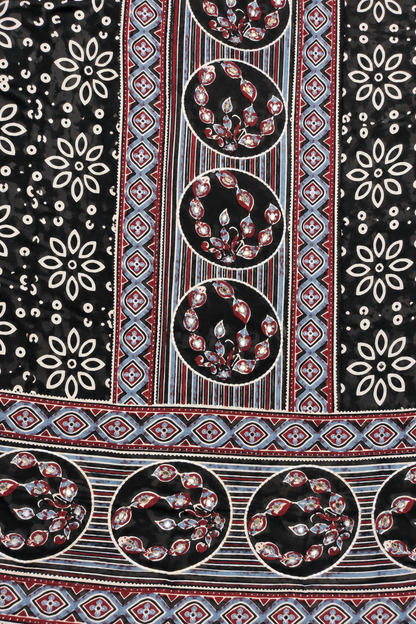 Zehra Black Ajrakh Suit With Beads Highlights