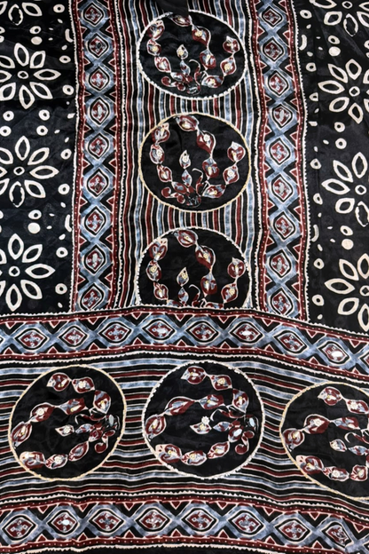 Zehra Black Ajrakh Suit With Beads Highlights