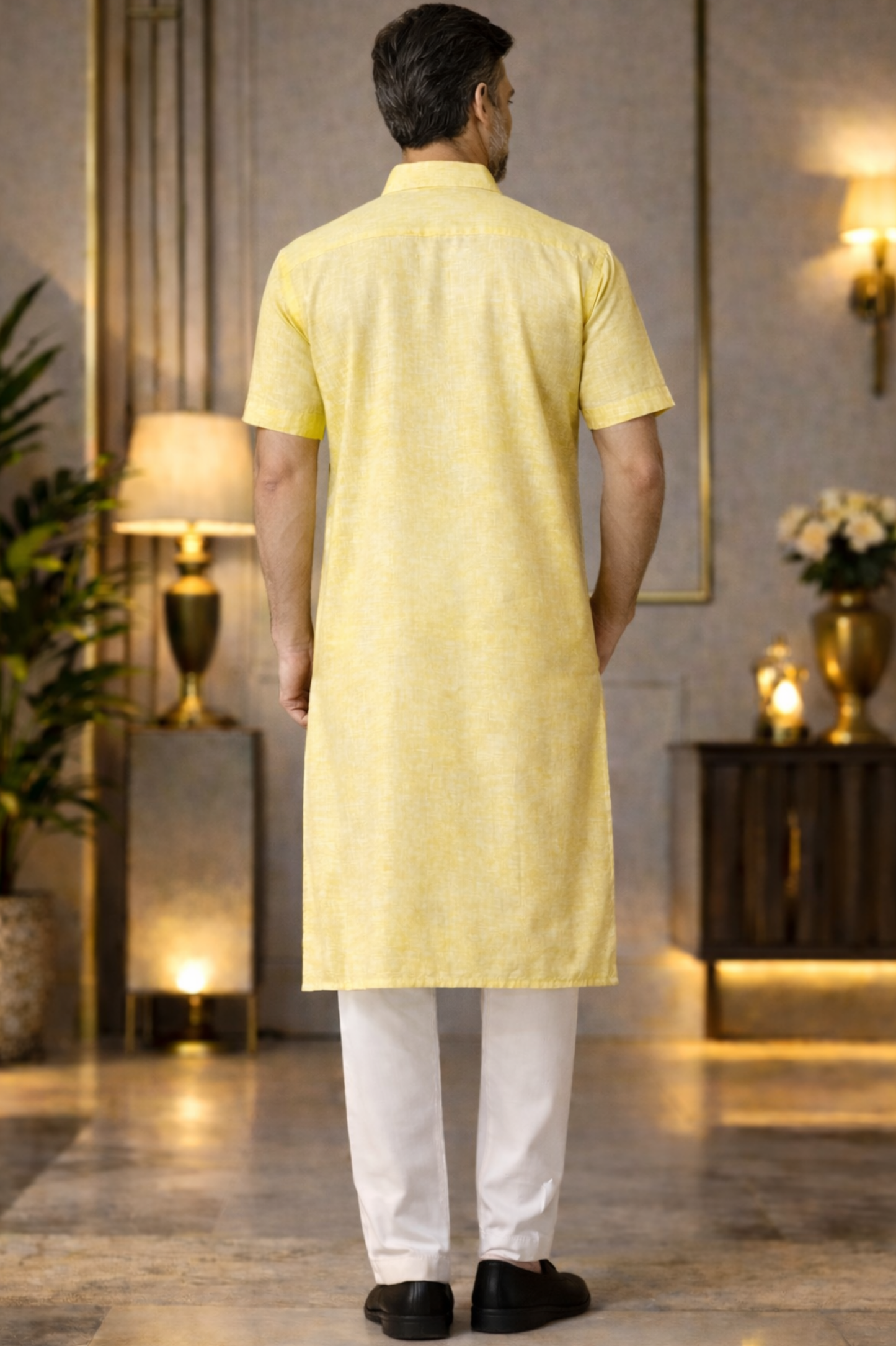 Zesty Lemon Textured Kurta Pajama
