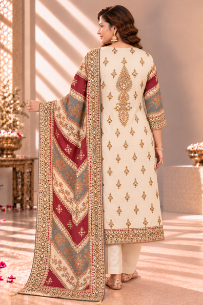 Zoya Karachi Muslin Suit With Aari Work