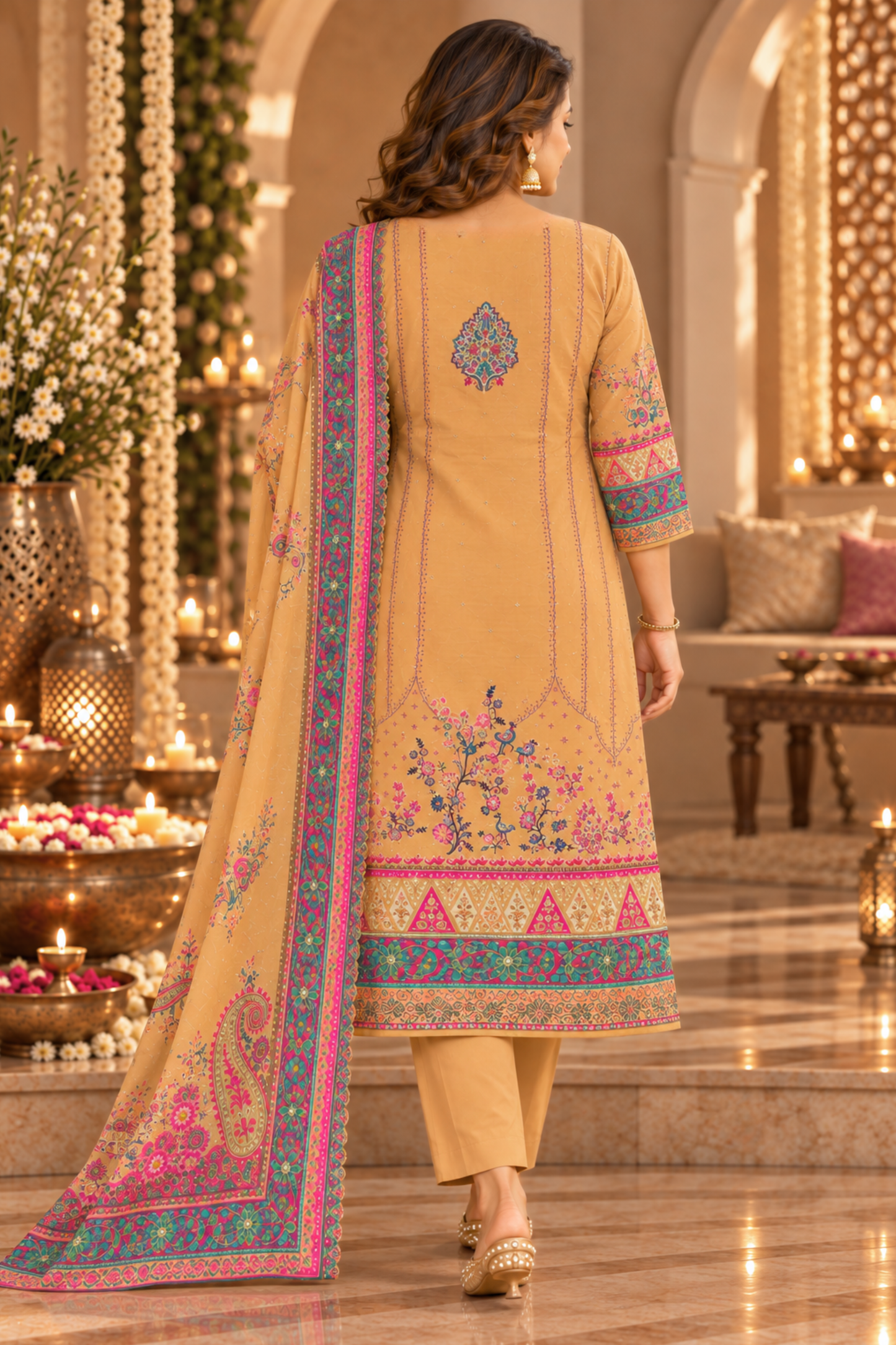 Zoya Karachi Muslin Suit with Aari Work