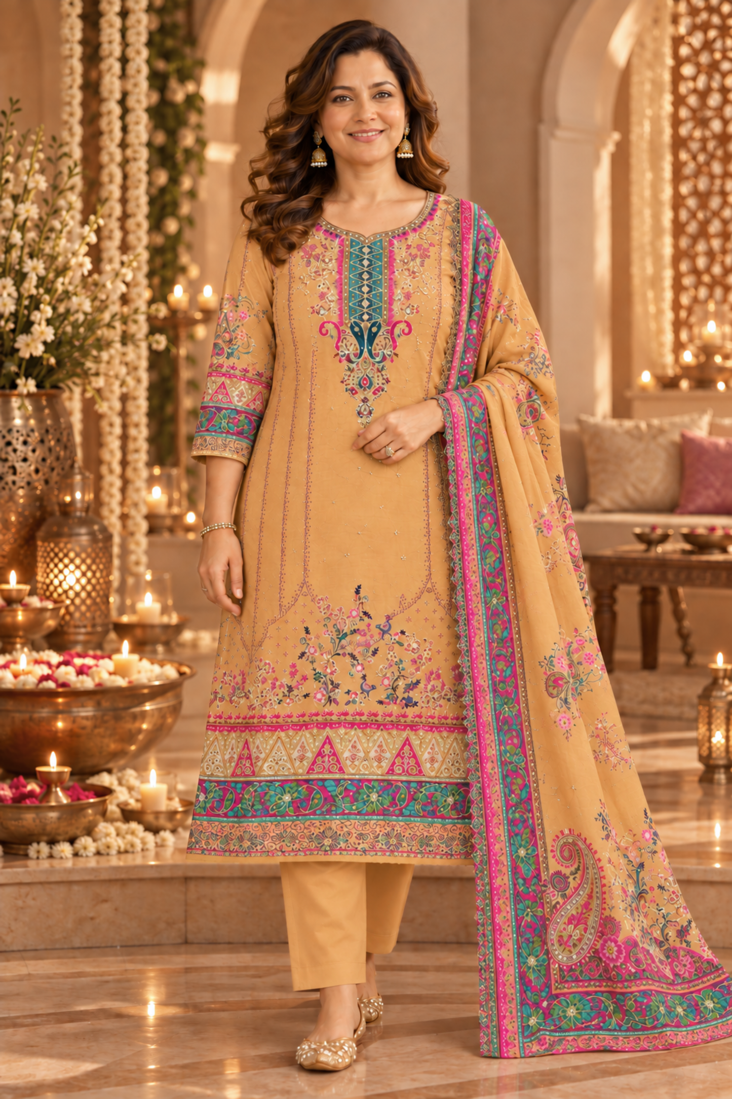 Zoya Karachi Muslin Suit with Aari Work
