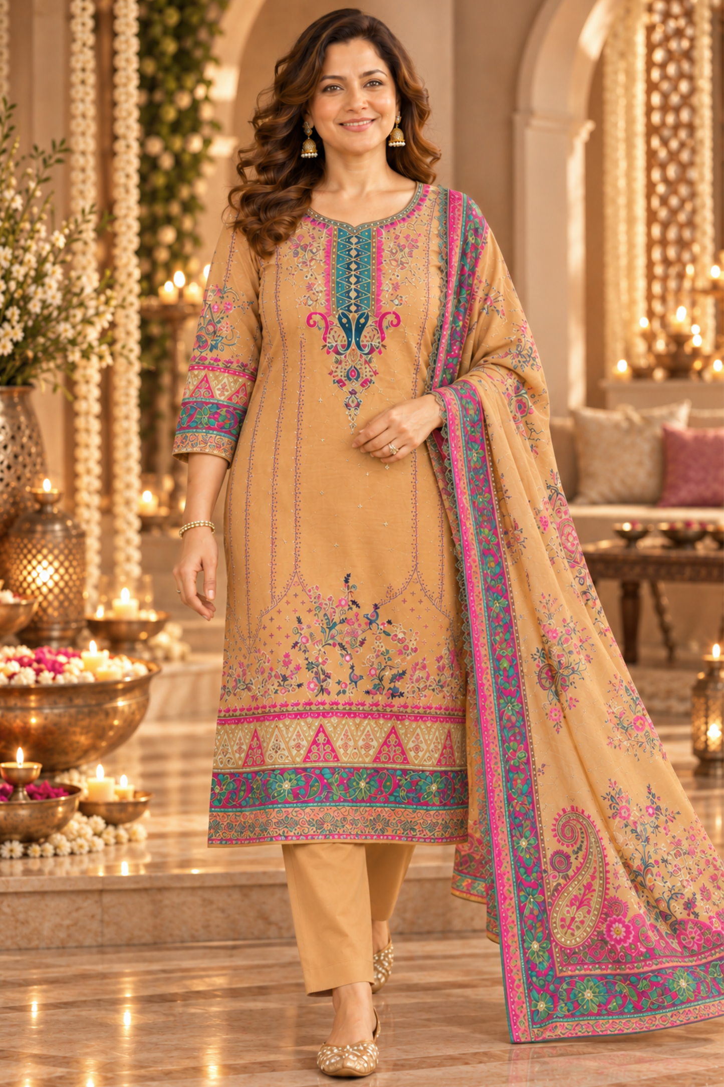 Zoya Karachi Muslin Suit with Aari Work