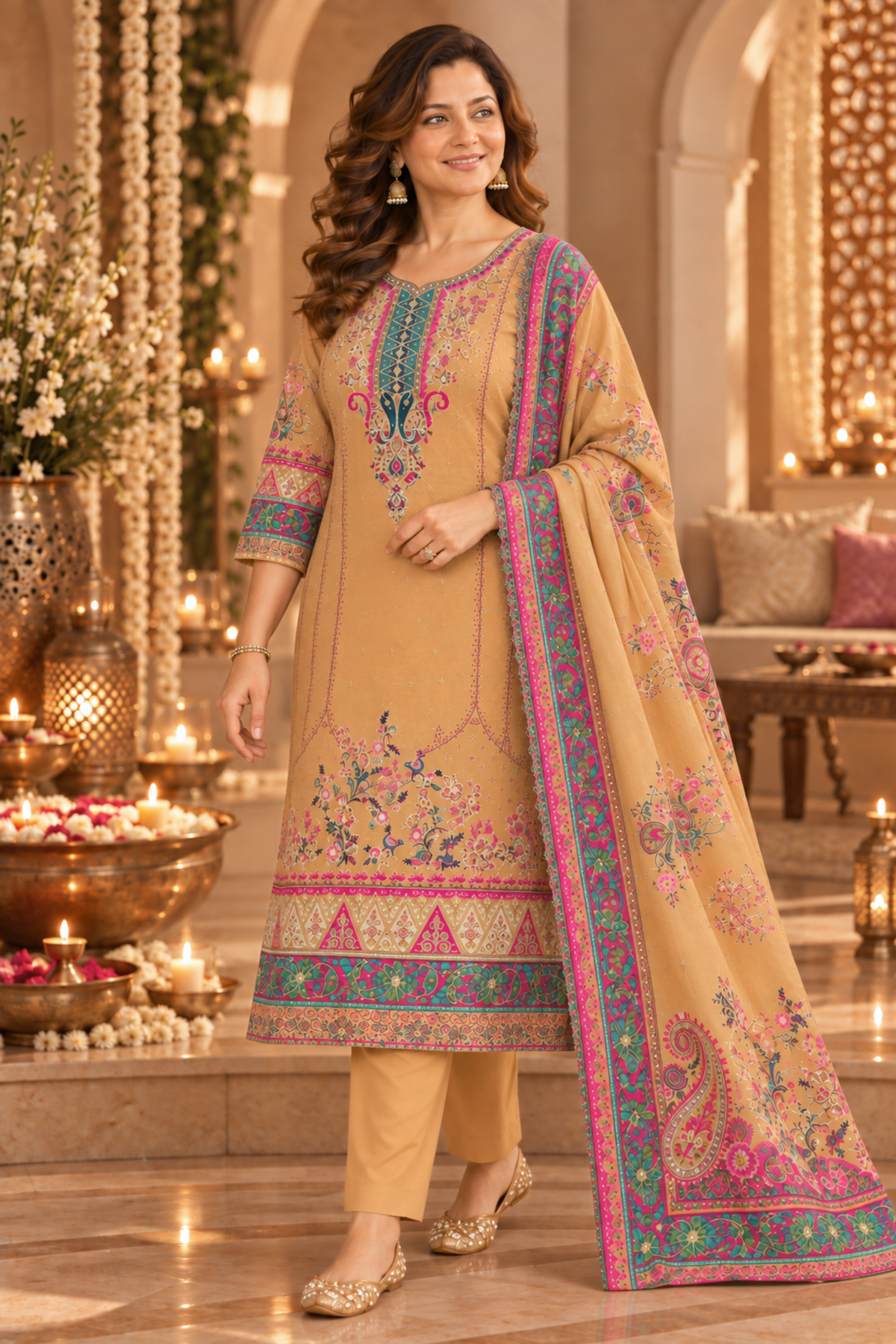 Zoya Karachi Muslin Suit with Aari Work