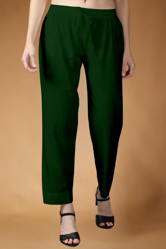 Bottle Green Rayon Kurti Pant