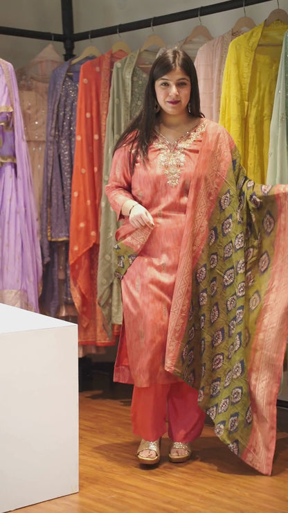 Gulaabi Dhun Muslin Suit Set