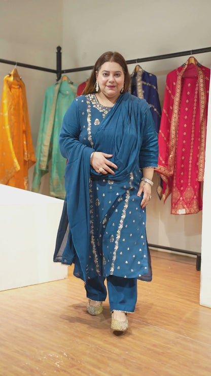 Indira Neel Fancy Chinon Suit