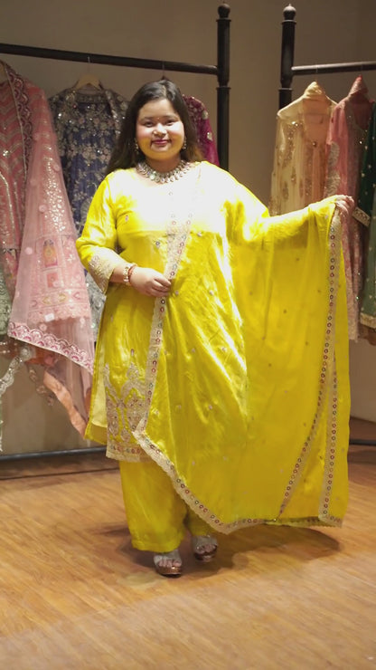 Noor Pallav Suit Set With Zari & Thread Embroidery