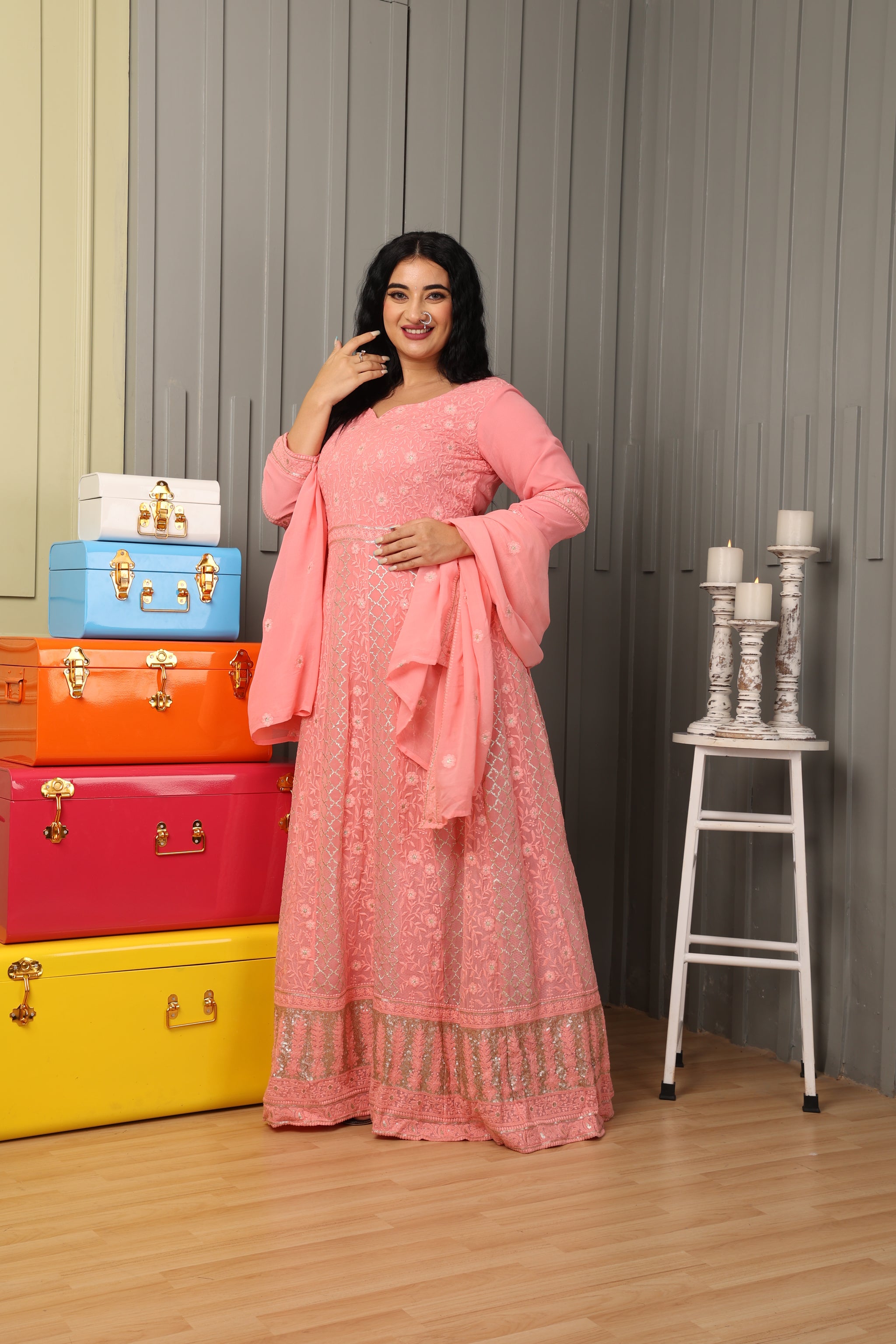 Women Plus Size Rasbhari Dhun Lucknowi Dress