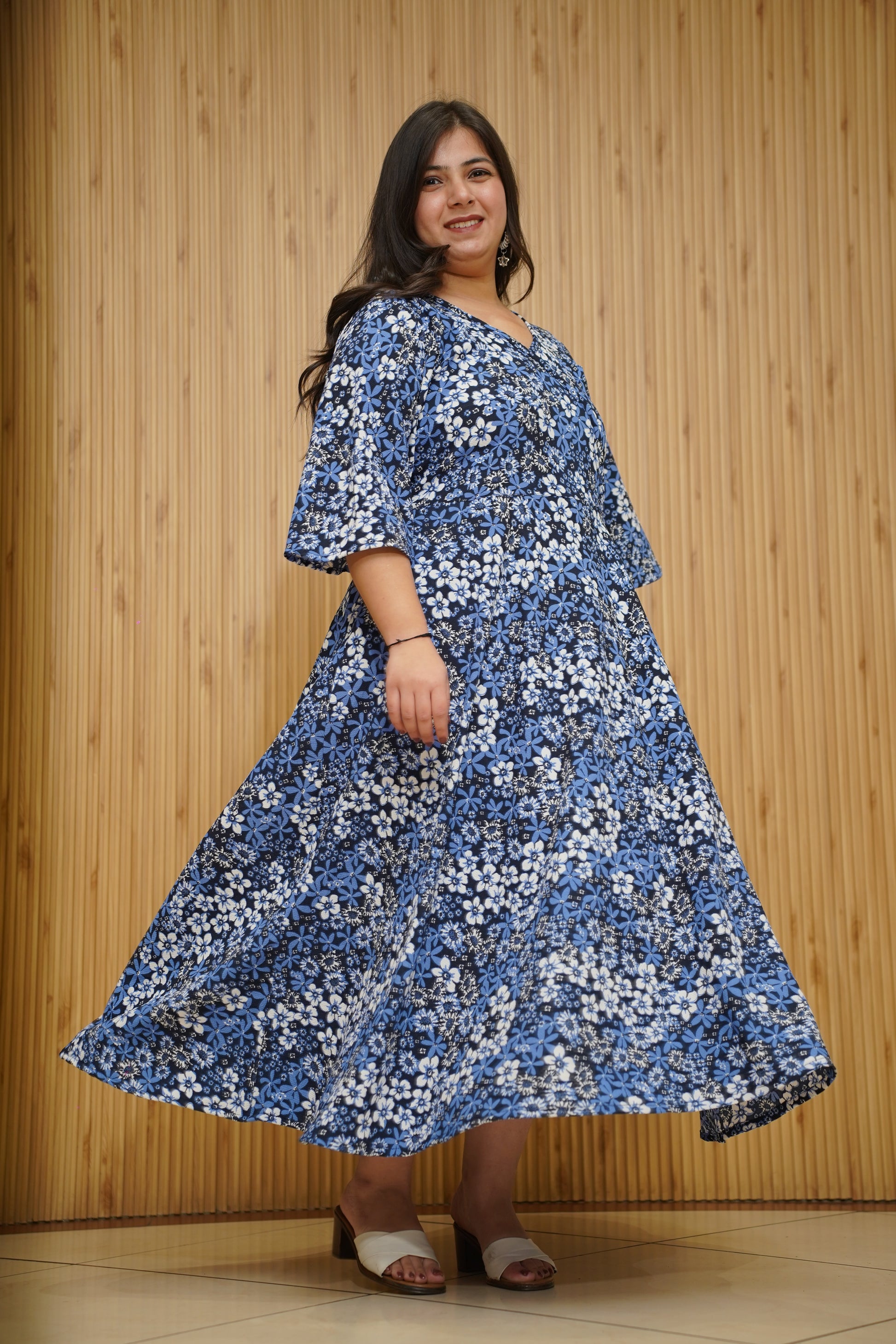 Buy Plus Size Indigo Blossom Floral Maxi Dress Apella The XS to 10XL Store