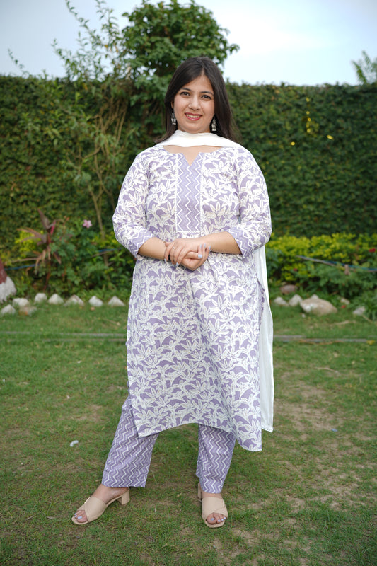 Spring Lilac Bagh Print Suit Set