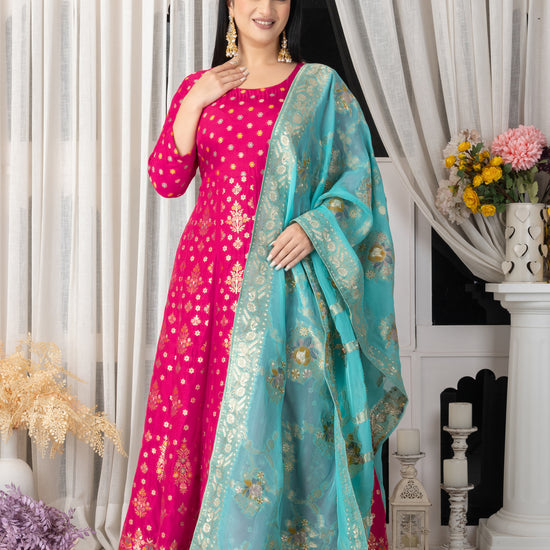 Women Plus Size Haseen Dastan Banarasi Silk Dress