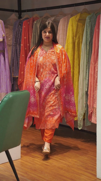 Ruhani Rang Bandhej Suit Set