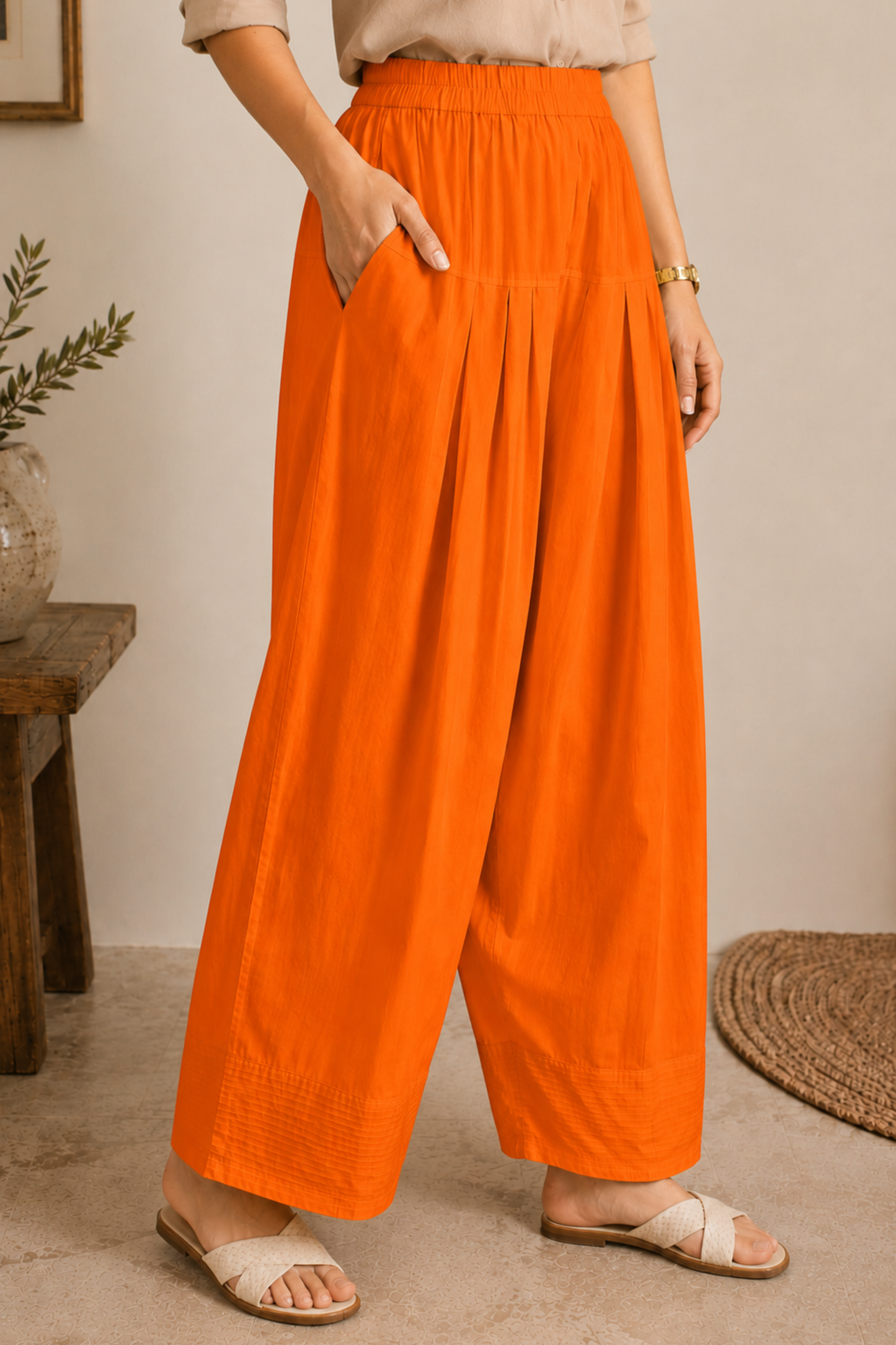 Orange Cotton Farshi Salwar