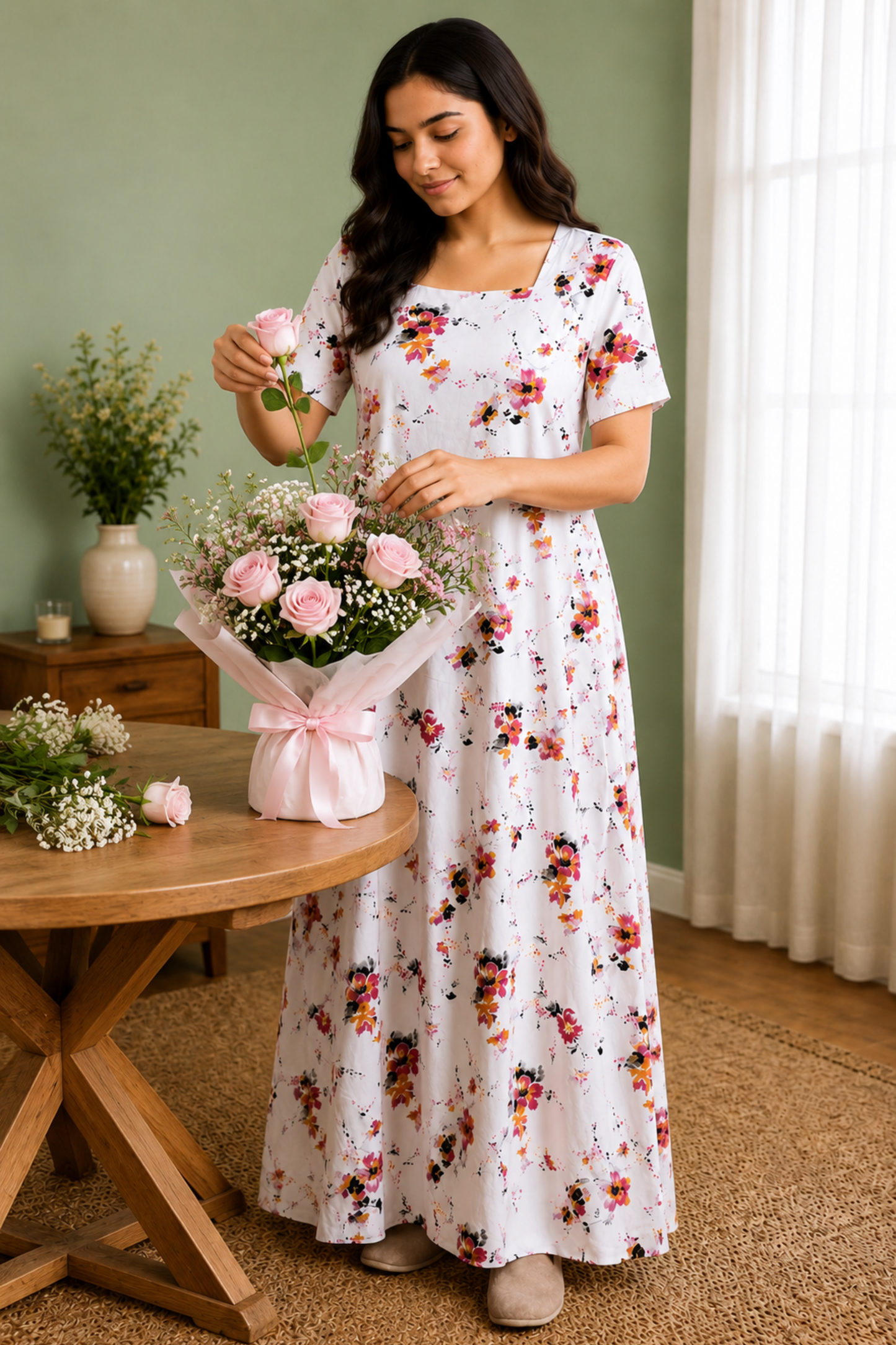 Ivory Mayfair Rayon Lounge Dress