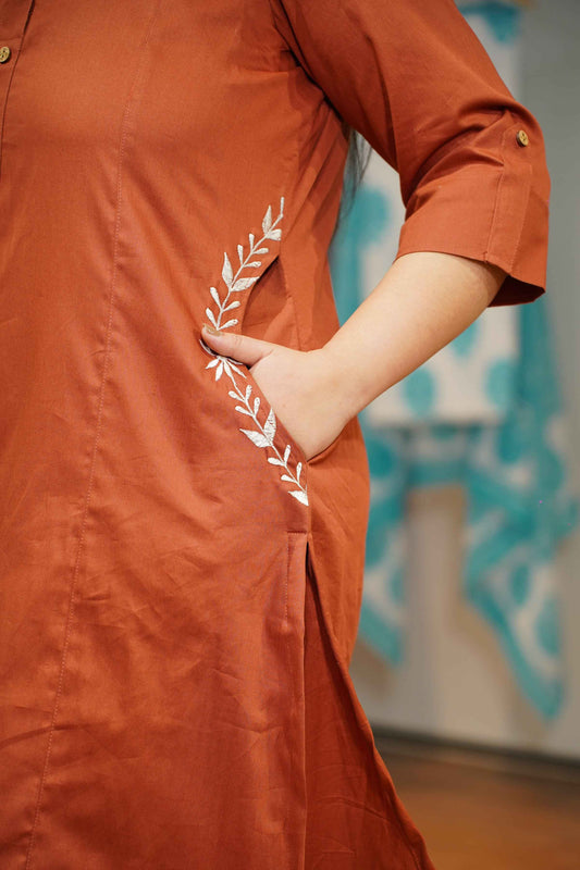Rusty Cinnamon Cotton Suit Set