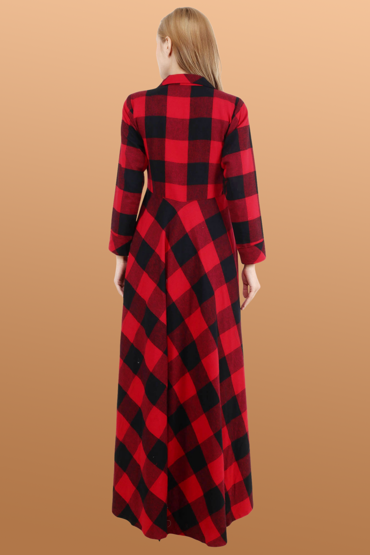 Buy Plus Size ​Red Check Woollen Dress At Apella | Sizes XS to 10 XL | India | Free Delivery | Customized
