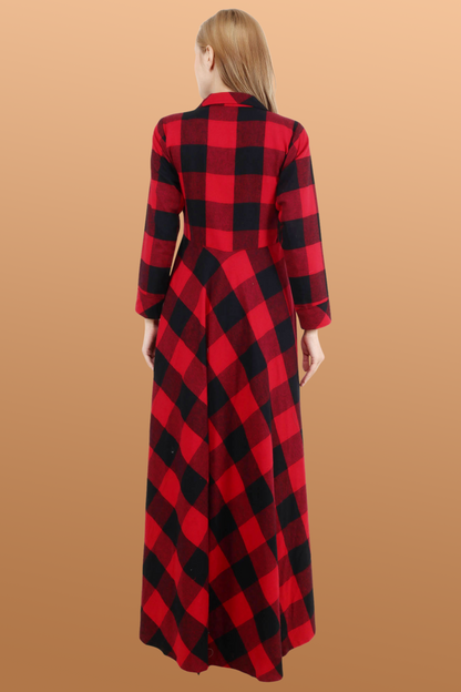 Buy Plus Size ​Red Check Woollen Dress At Apella | Sizes XS to 10 XL | India | Free Delivery | Customized